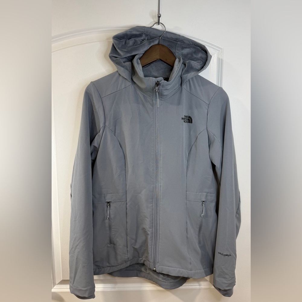 The North Face WindWall Jacket Womens Small Gray Fleece Lined Hooded Coat - Picture 1 of 13
